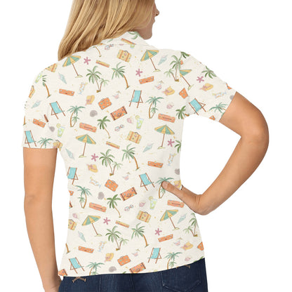 Beach Themed Pattern Print Design 05 Women's Polo Shirt