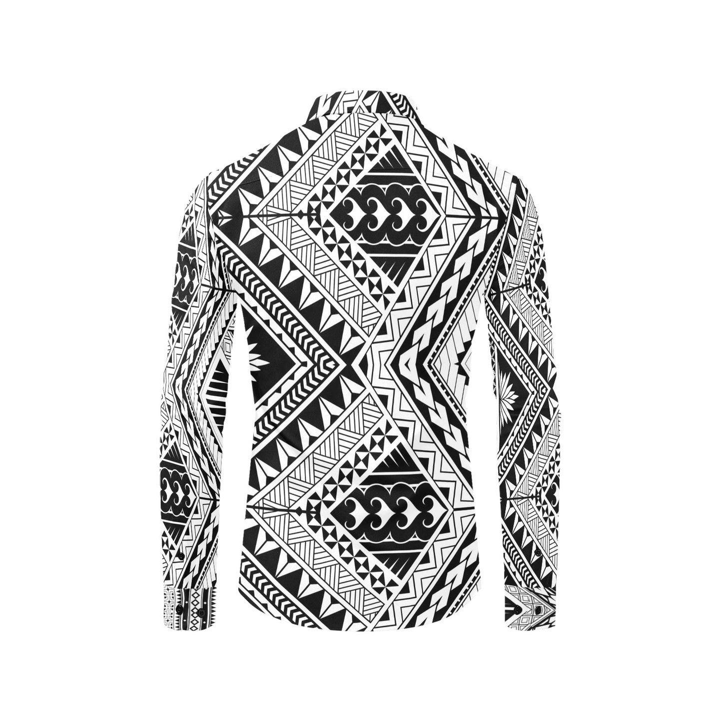 Samoan Tattoo Style Print Design LKS307 Men's Long Sleeve Dress Shirt