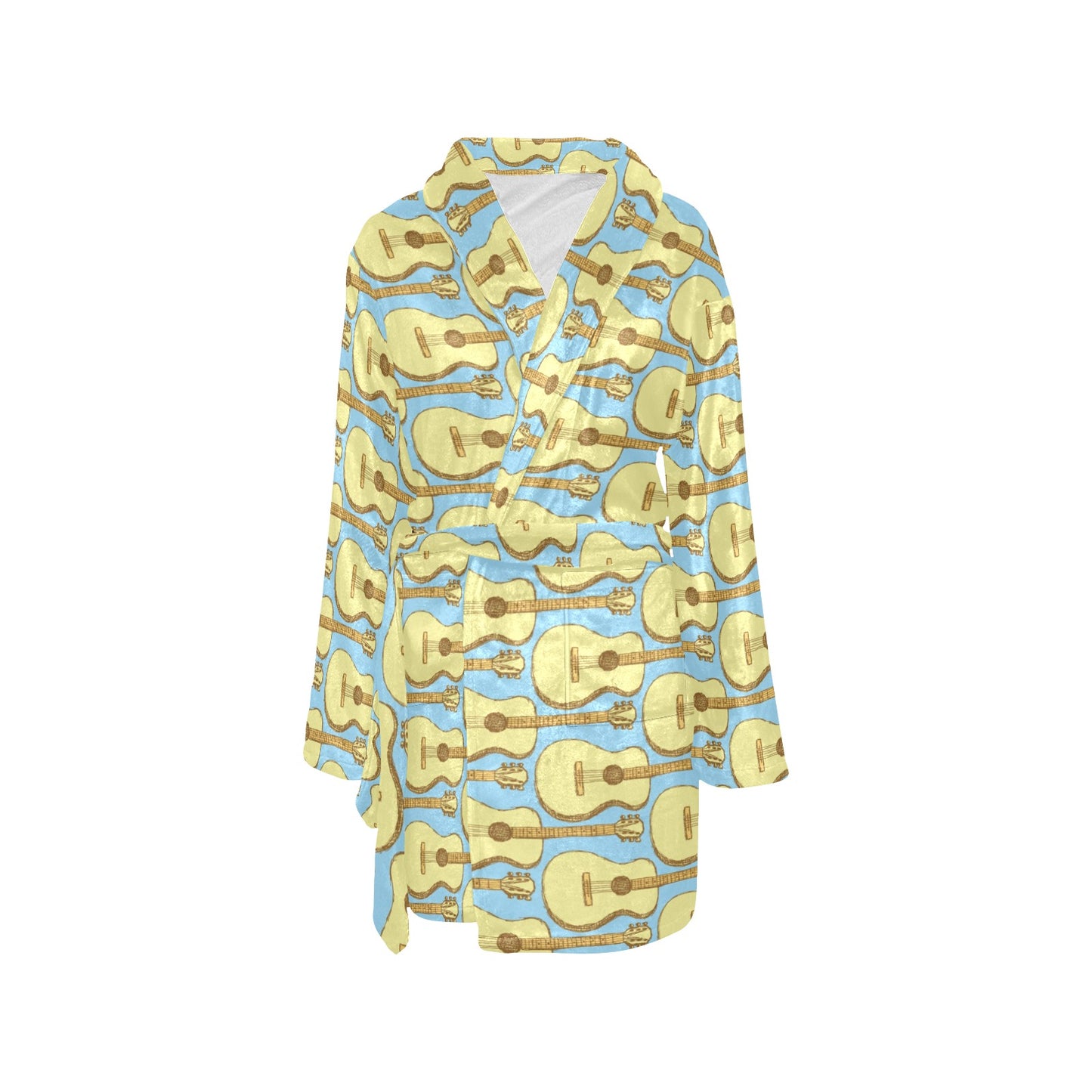 Acoustic Guitar Pattern Print Design 03 Women's Fleece Robe