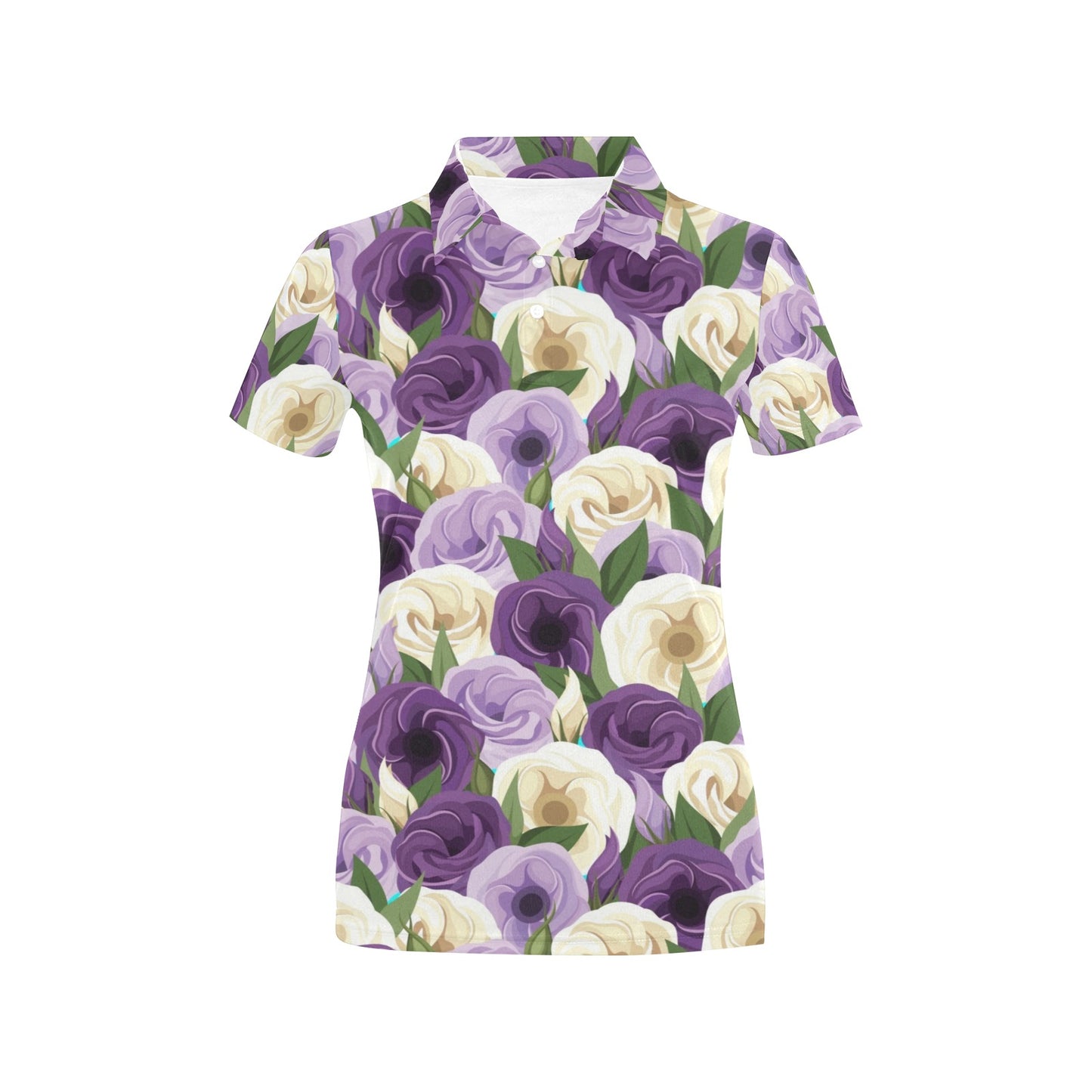 Lisianthus Pattern Print Design LT01 Women's Polo Shirt