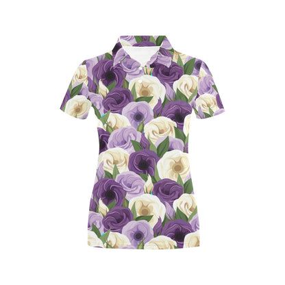 Lisianthus Pattern Print Design LT01 Women's Polo Shirt