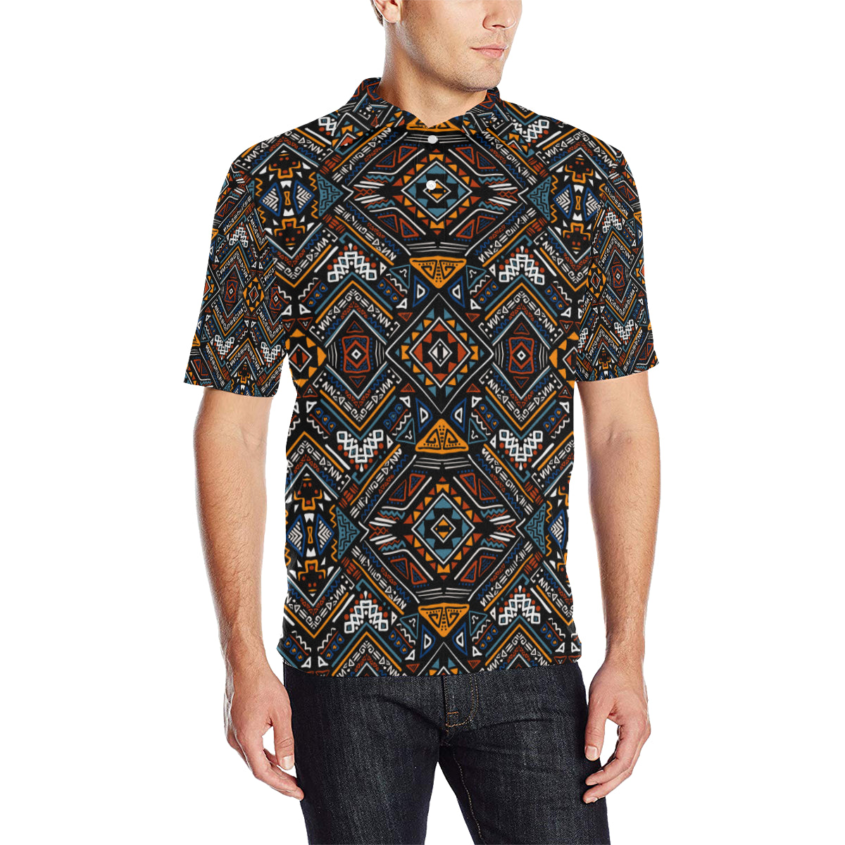 African Kente Print v2 Men Polo Shirt