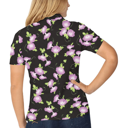 Morning Glory Pattern Print Design MG02 Women's Polo Shirt