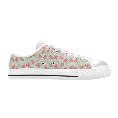 Sweet Pea Print Design LKS301 Women's White Low Top Shoes