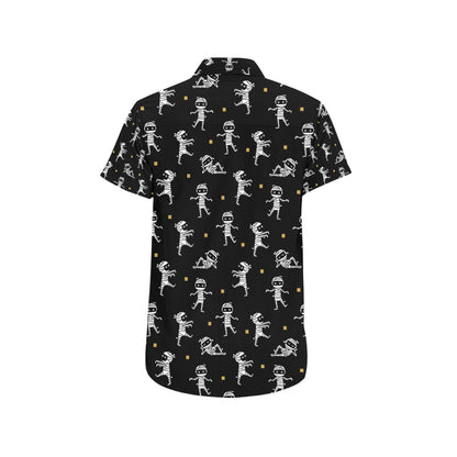Mummy Cute Print Design LKS301 Men Short Sleeve Button Up Shirt