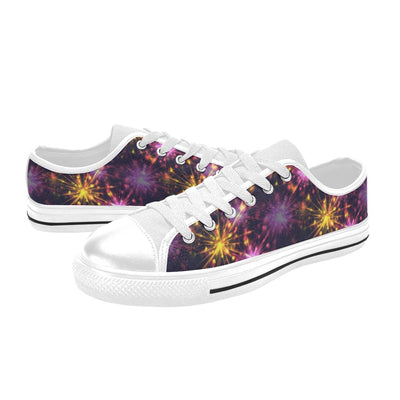 Firework Print Design LKS303 Women's White Low Top Shoes