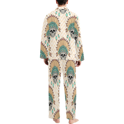 Indian Skull Pattern Men's Long Pajama Set