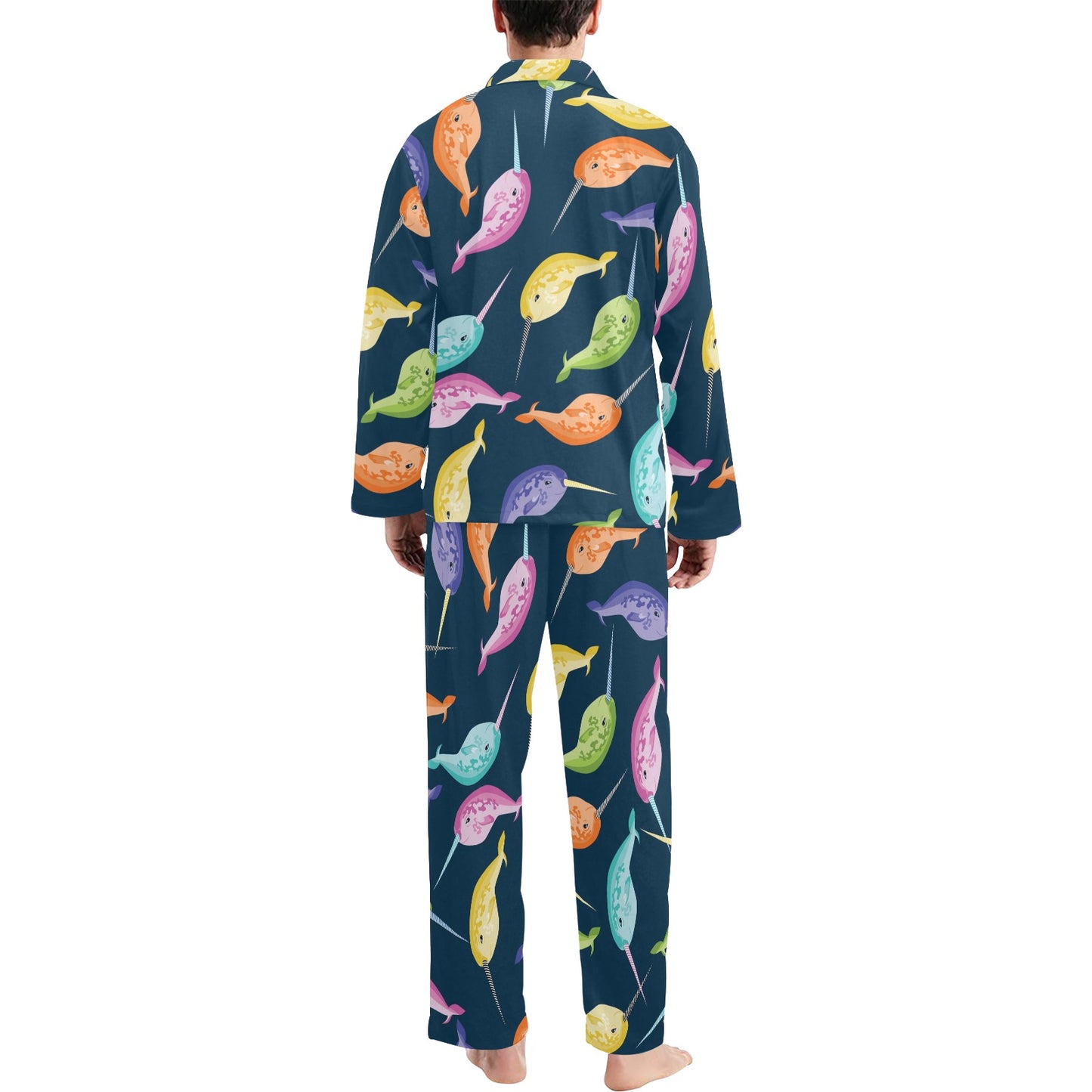 Narwhal Colorful Pattern Print Design 03 Men's Long Pajama Set