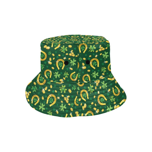 Shamrock Horse Shoes Saint Patrick's Day Print Design LKS307 Unisex Bucket Hat