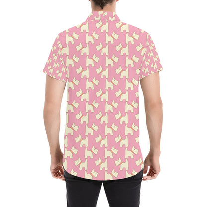 Scottish Terriers Print Design LKS306 Men Short Sleeve Button Up Shirt