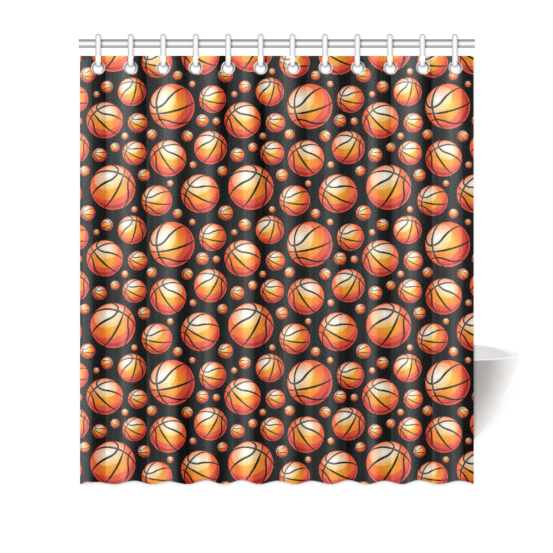 Basketball Black Background Pattern Shower Curtain