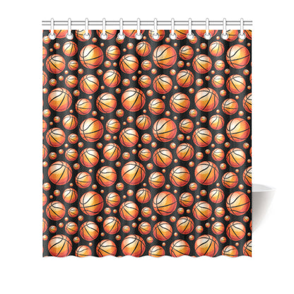 Basketball Black Background Pattern Shower Curtain