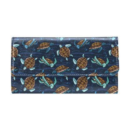Sea Turtle Print Design LKS3011 Women's Trifold Wallet