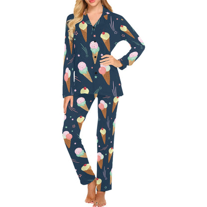 Ice Cream Pattern Print Design 04 Women's Long Pajama Set