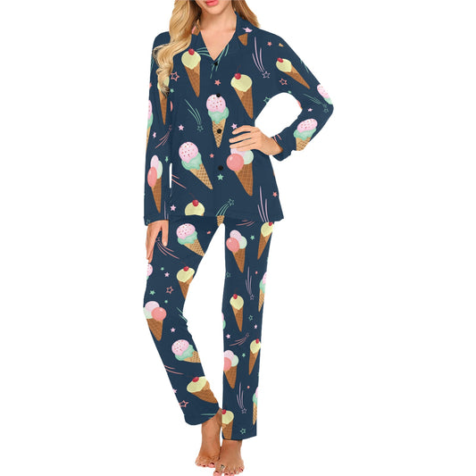 Ice Cream Pattern Print Design 04 Women's Long Pajama Set