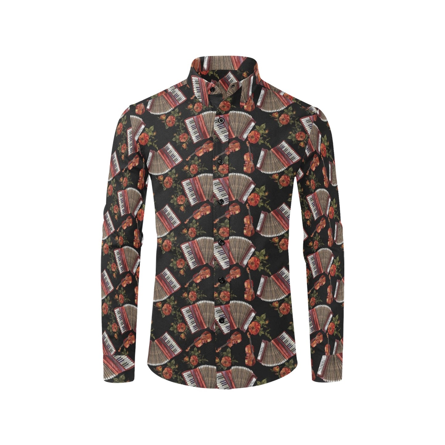Accordion Print Design LKS403 Men's Long Sleeve Dress Shirt
