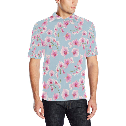 Orchid Pattern Print Design A01 Men Polo Shirt
