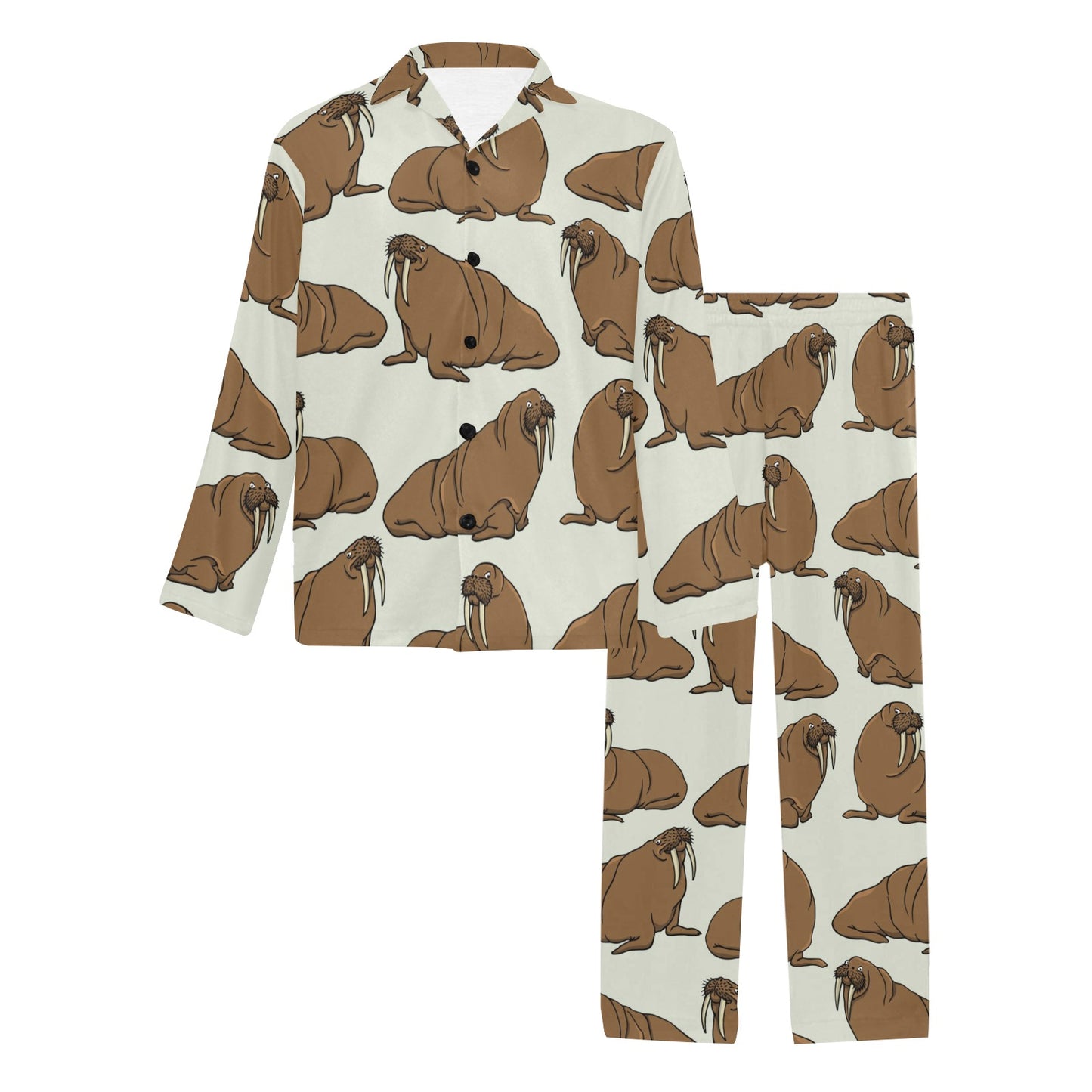 Walrus Pattern Print Design 03 Men's Long Pajama Set