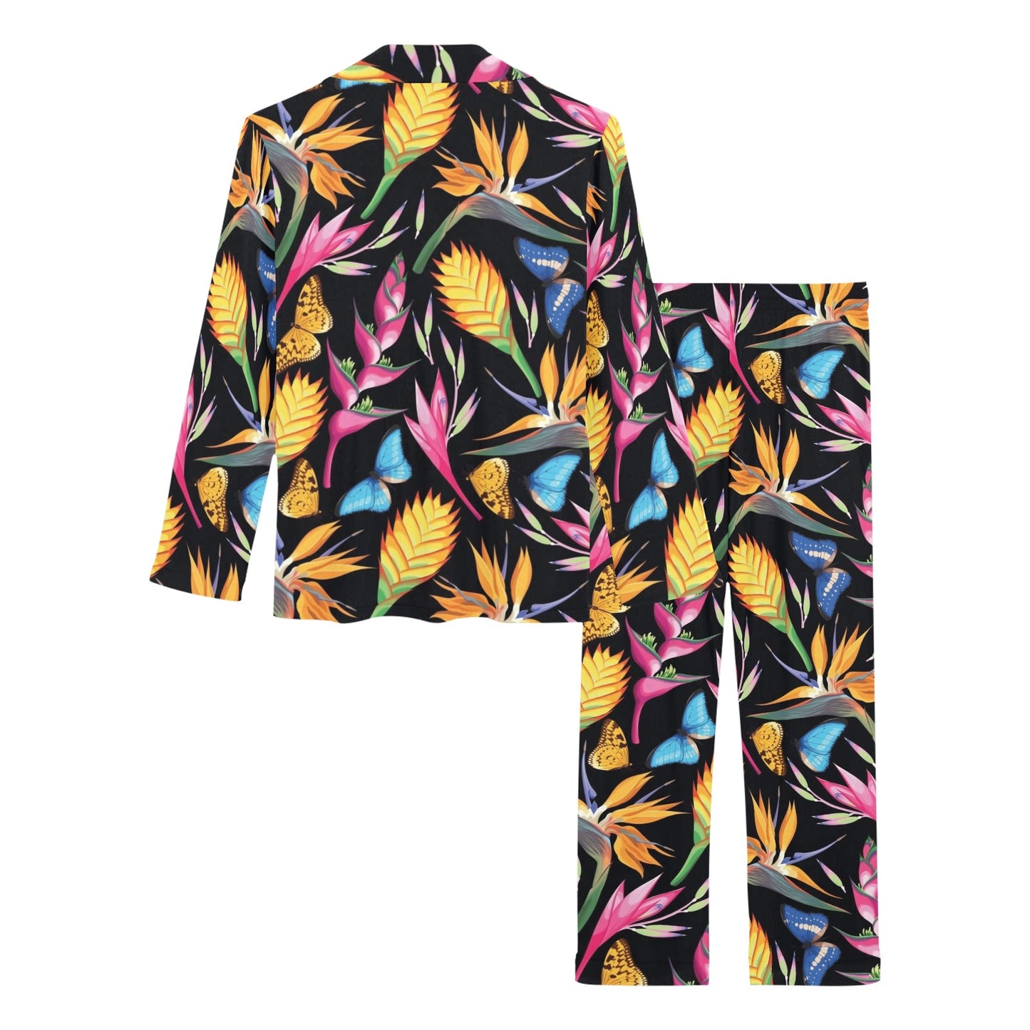 Tropical Flower Pattern Print Design TF016 Women's Long Pajama Set