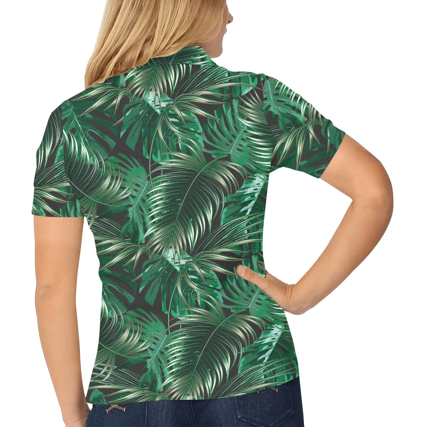 Tropical Flower Pattern Print Design TF012 Women's Polo Shirt