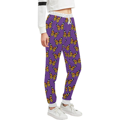 Monarch Butterfly Purple Print Pattern Unisex Sweatpants