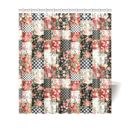 Patchwork Flower Pattern Print Design 03 Shower Curtain