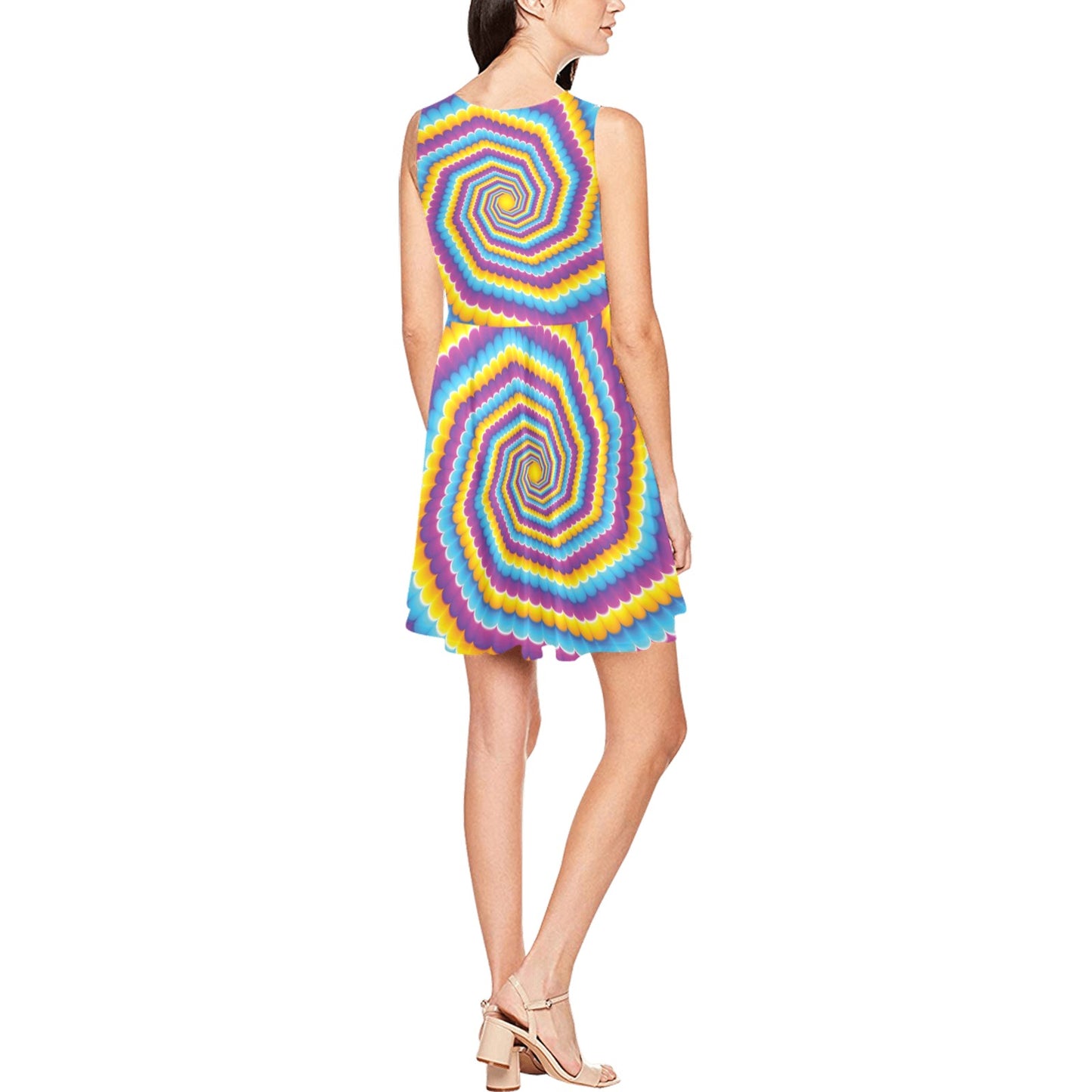 Optical illusion Pattern Print Design A04 Sleeveless Dress