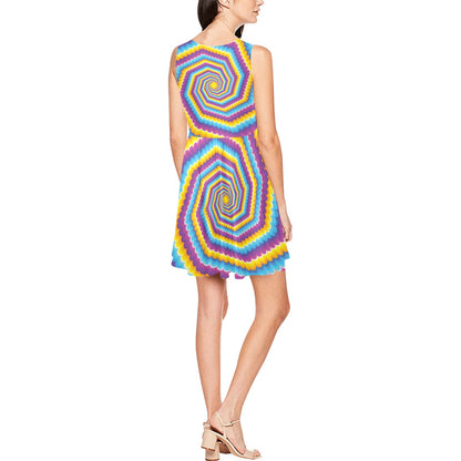 Optical illusion Pattern Print Design A04 Sleeveless Dress
