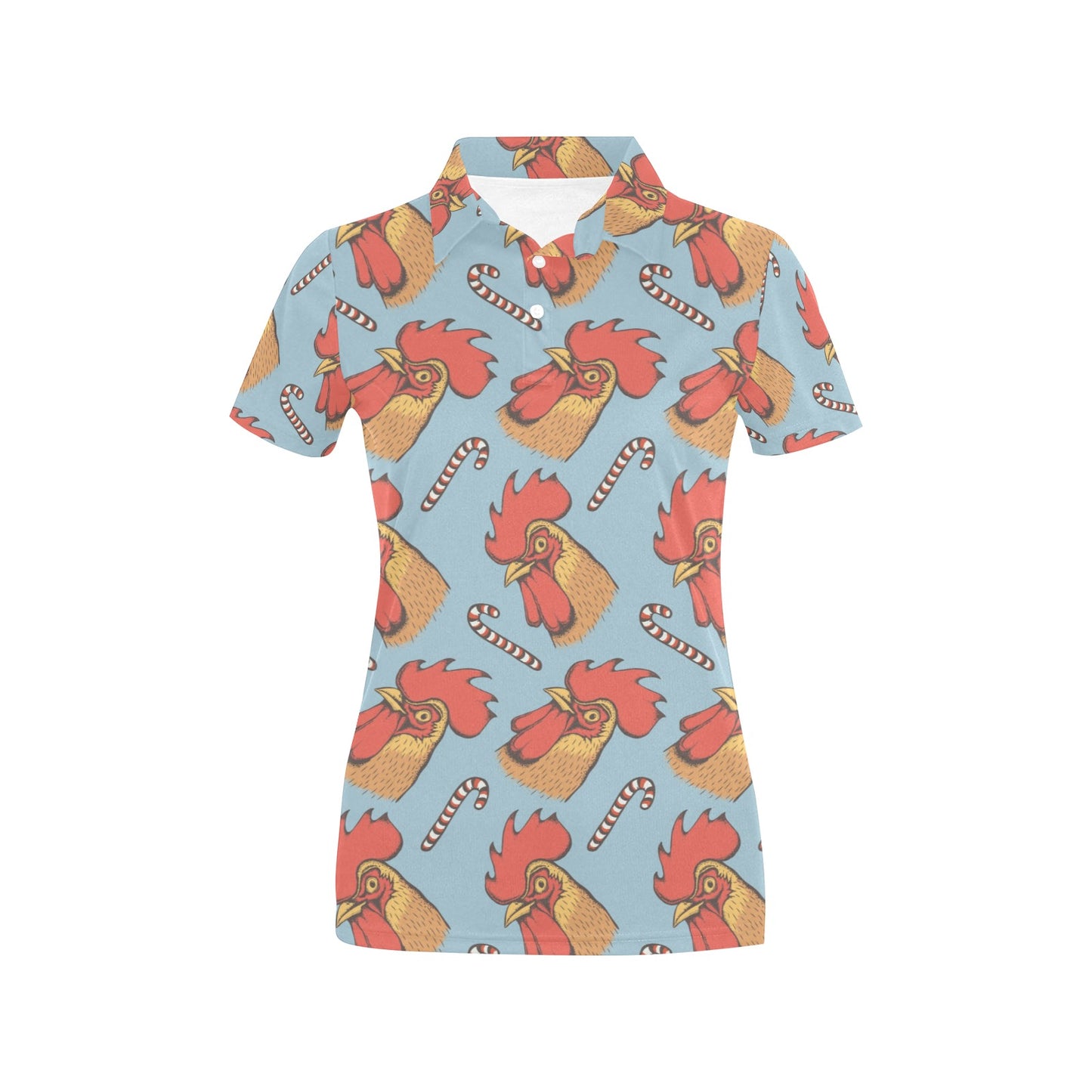 Rooster Pattern Print Design A05 Women's Polo Shirt