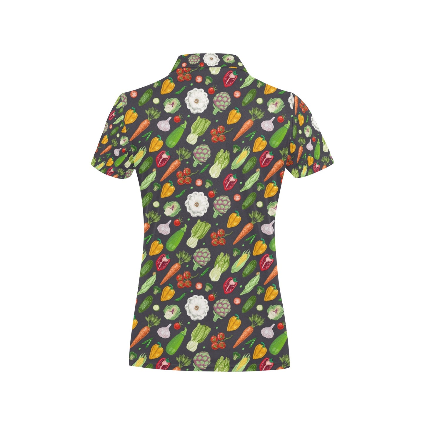 Vegan Pattern Themed Design Print Women's Polo Shirt