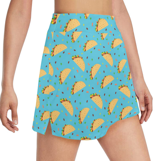 Taco Print Design LKS303 17" Golf & Pickleball Skort with Pockets