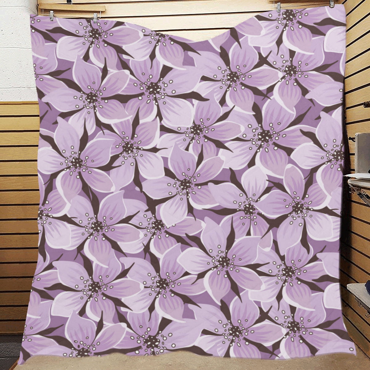 Lilac Pattern Print Design 01 Premium Quilt