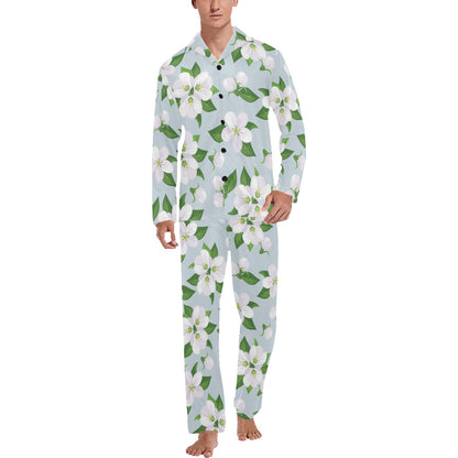 Apple blossom Pattern Print Design AB04 Men's Long Pajama Set