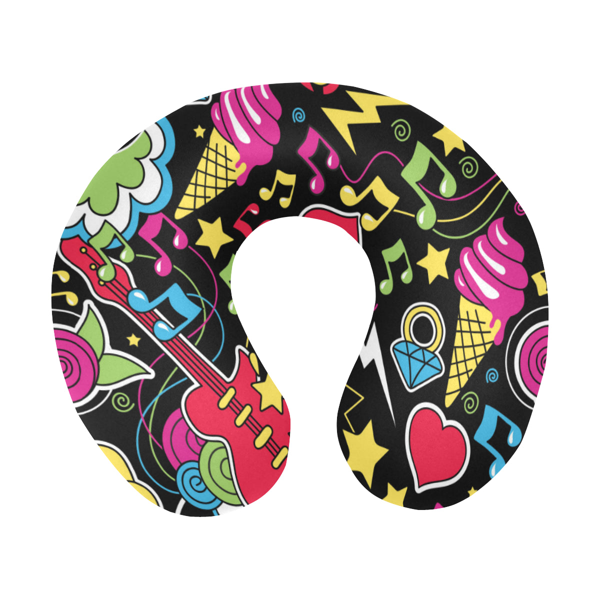 Pop Art Pattern Print Design A04 U-Shaped Travel Neck Pillow
