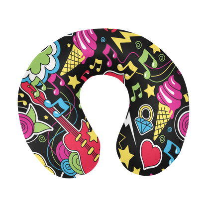 Pop Art Pattern Print Design A04 U-Shaped Travel Neck Pillow