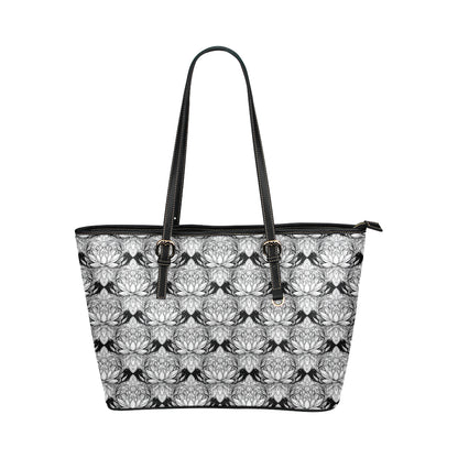 Lotus Mandala Print Pattern Leather Tote Bag