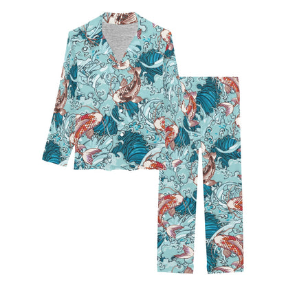 KOI Fish Pattern Print Design 05 Women's Long Pajama Set