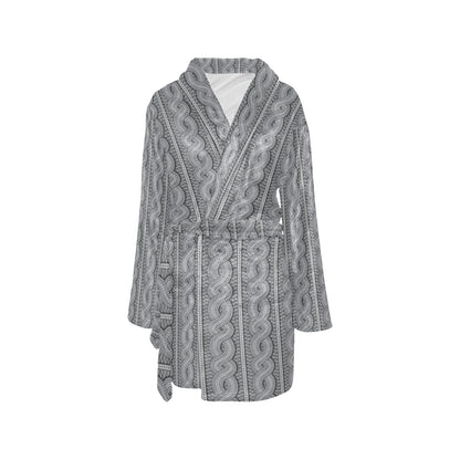 Cable Knit Pattern Print Design 01 Women's Fleece Robe