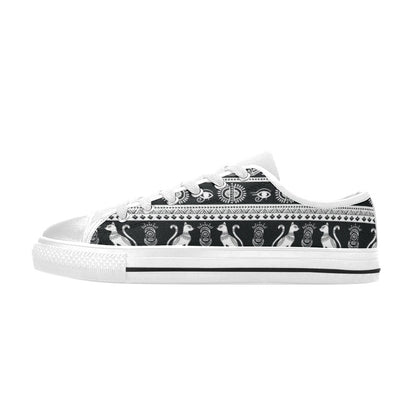 Tribal Pattern Print Design LKS305 Women's White Low Top Shoes