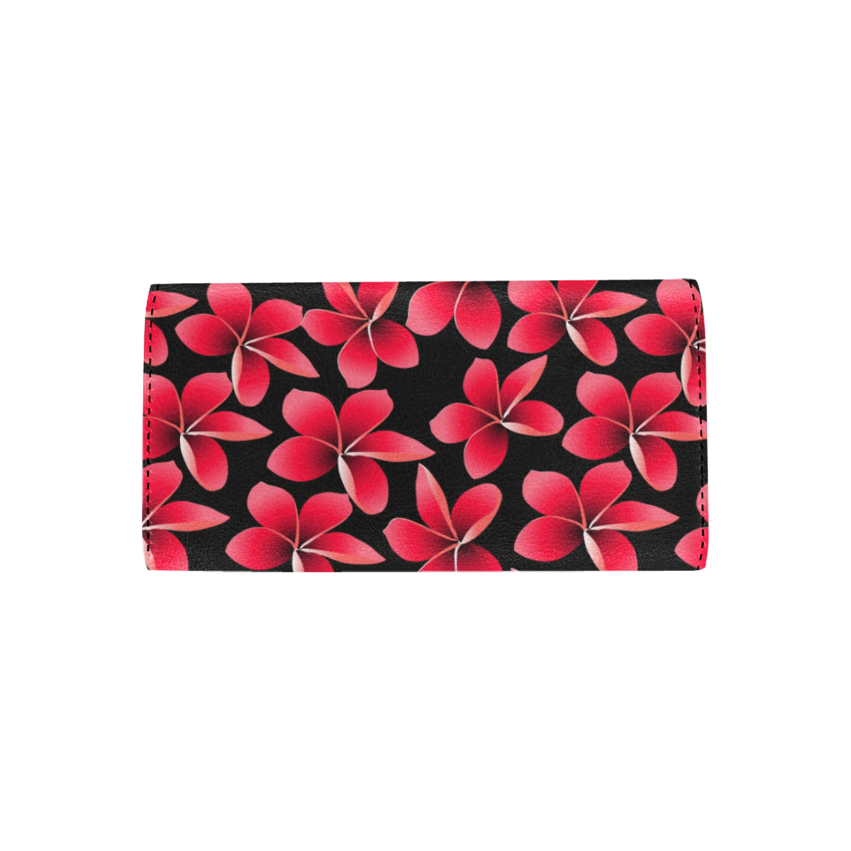 Red Plumeria Pattern Print Design PM025 Women's Trifold Wallet