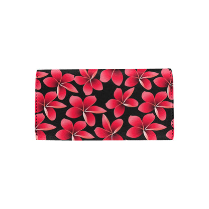 Red Plumeria Pattern Print Design PM025 Women's Trifold Wallet