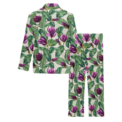Magnolia Pattern Print Design MAG07 Men's Long Pajama Set