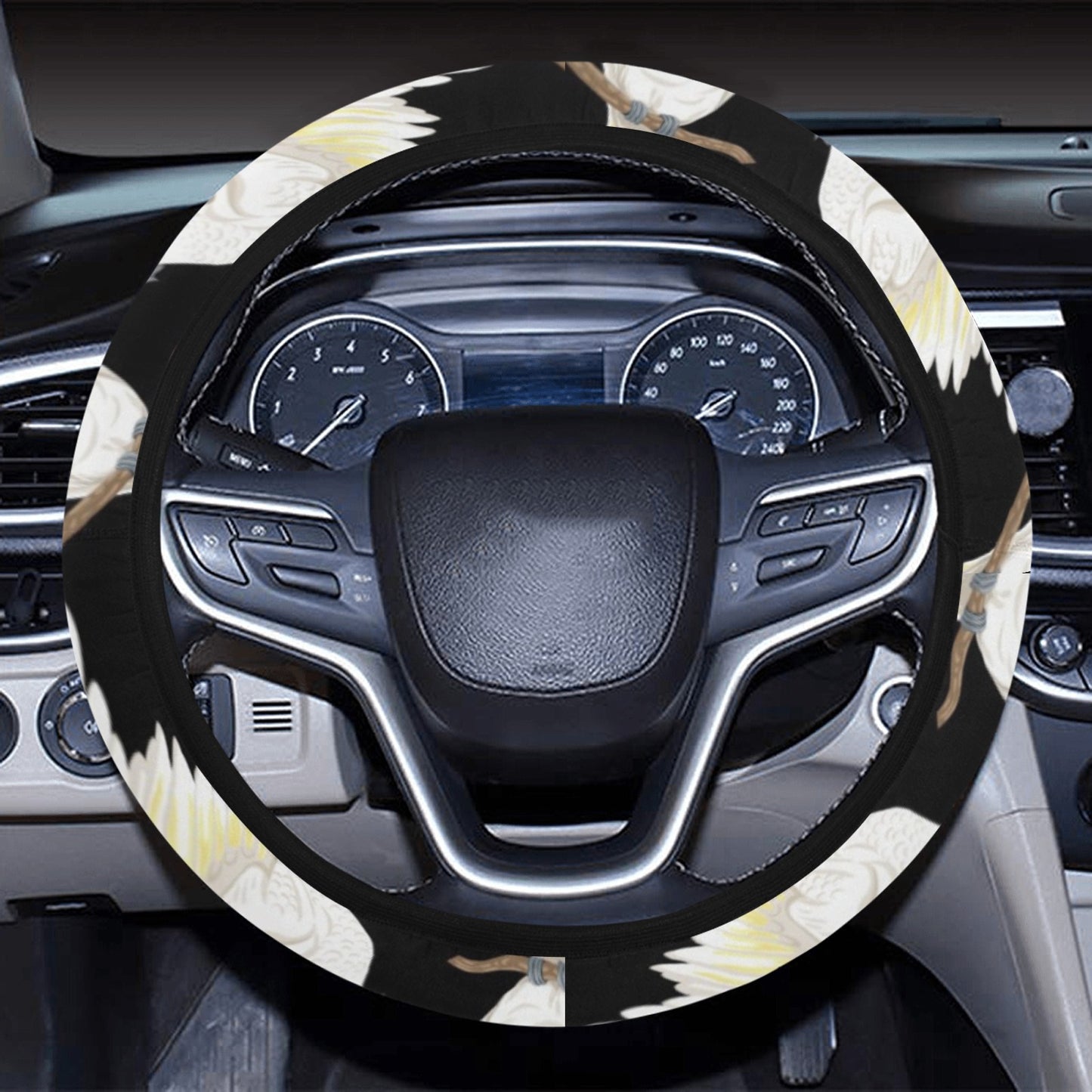 Cockatoo Print Design LKS402 Steering Wheel Cover with Elastic Edge
