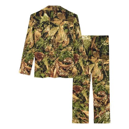Camo Realistic Tree Forest Texture Print Women's Long Pajama Set