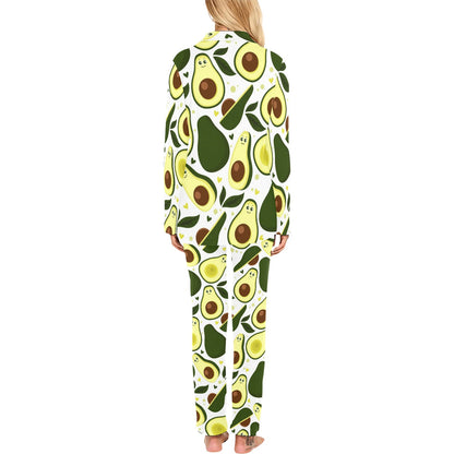 Avocado Pattern Print Design AC06 Women's Long Pajama Set