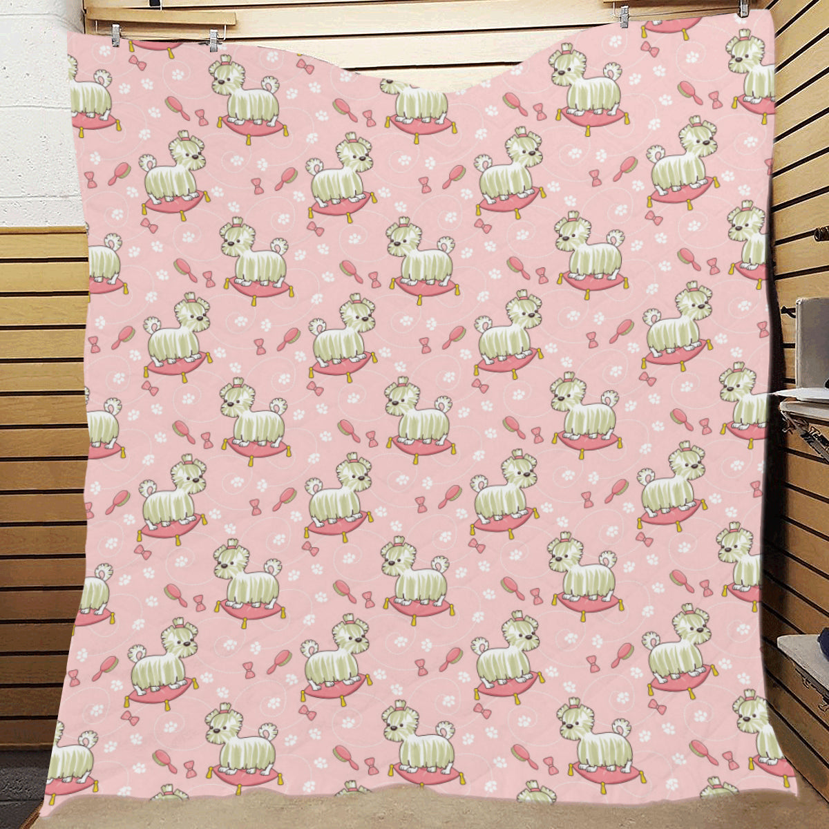 Bichons Frise Pattern Print Design 01 Premium Quilt