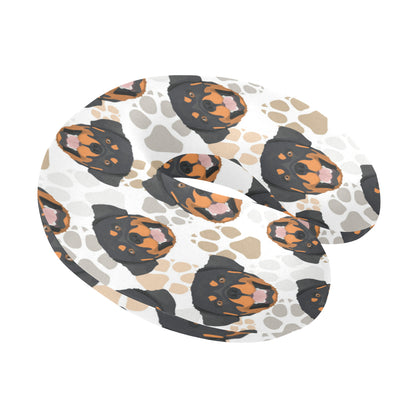 Rottweiler Pattern Print Design A03 U-Shaped Travel Neck Pillow