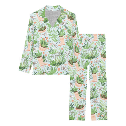 Gardening Pattern Print Design G04 Women's Long Pajama Set