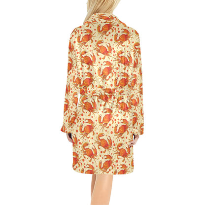 Crab Pattern Print Design 01 Women's Fleece Robe