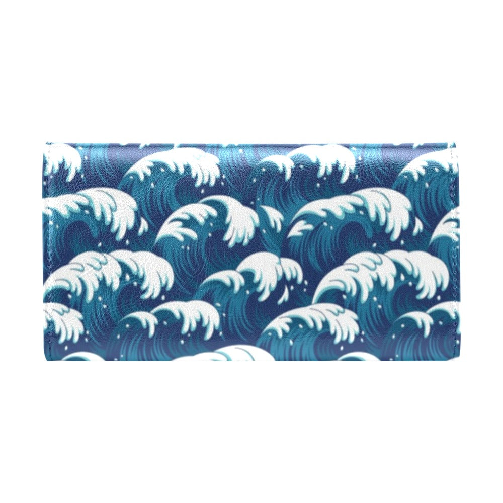 Ocean Wave Pattern Print Women's Trifold Wallet